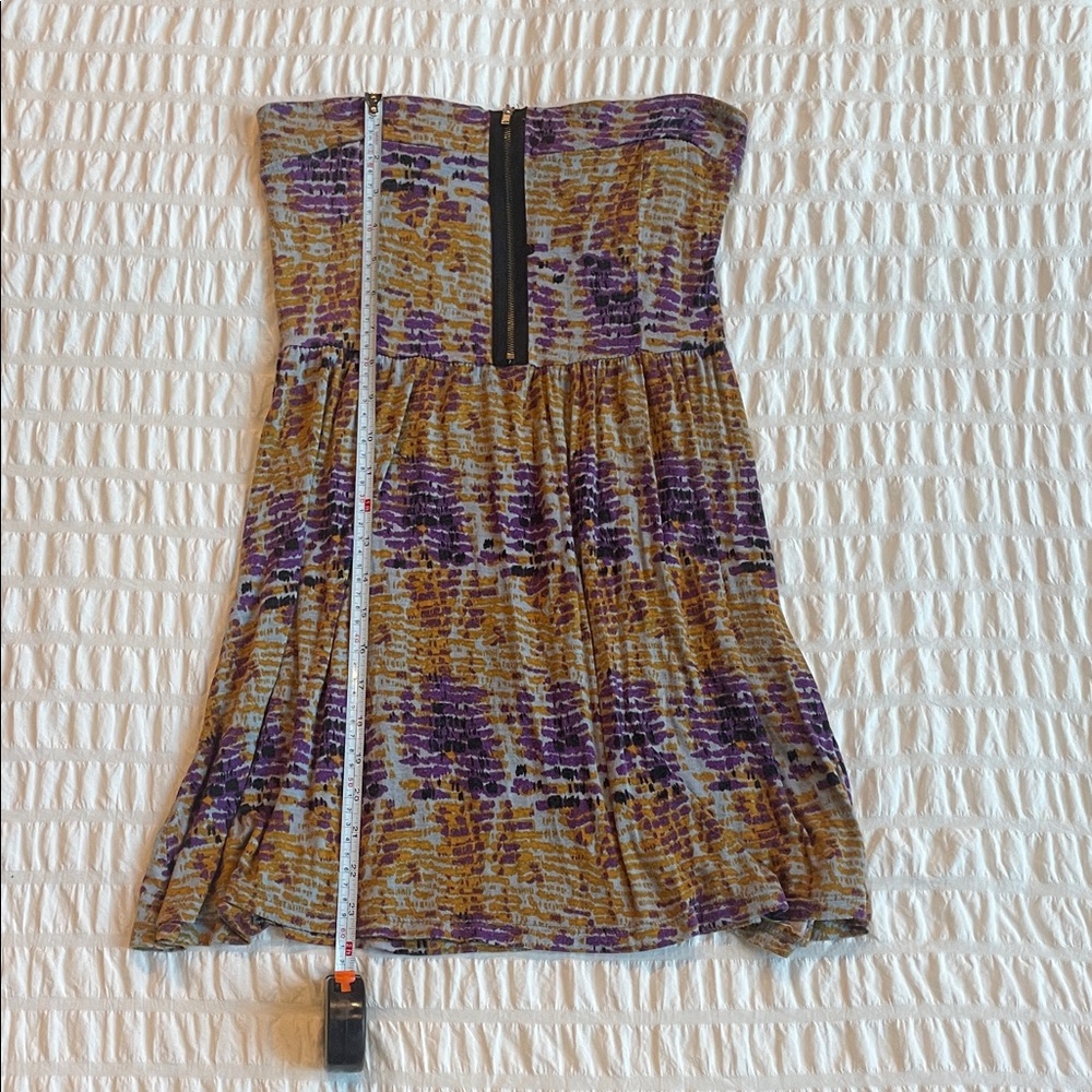 🌟 Bella D. Strapless Dress in Purple and Tan